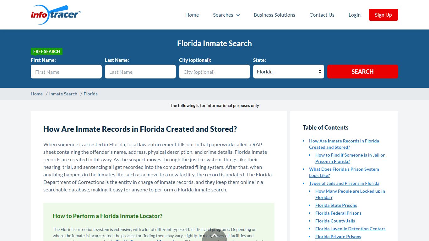 Florida State Prison Inmate Search & Lookup - InfoTracer